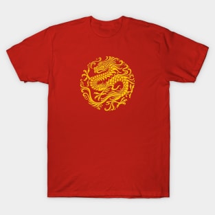 Traditional Yellow Chinese Dragon Circle T-Shirt